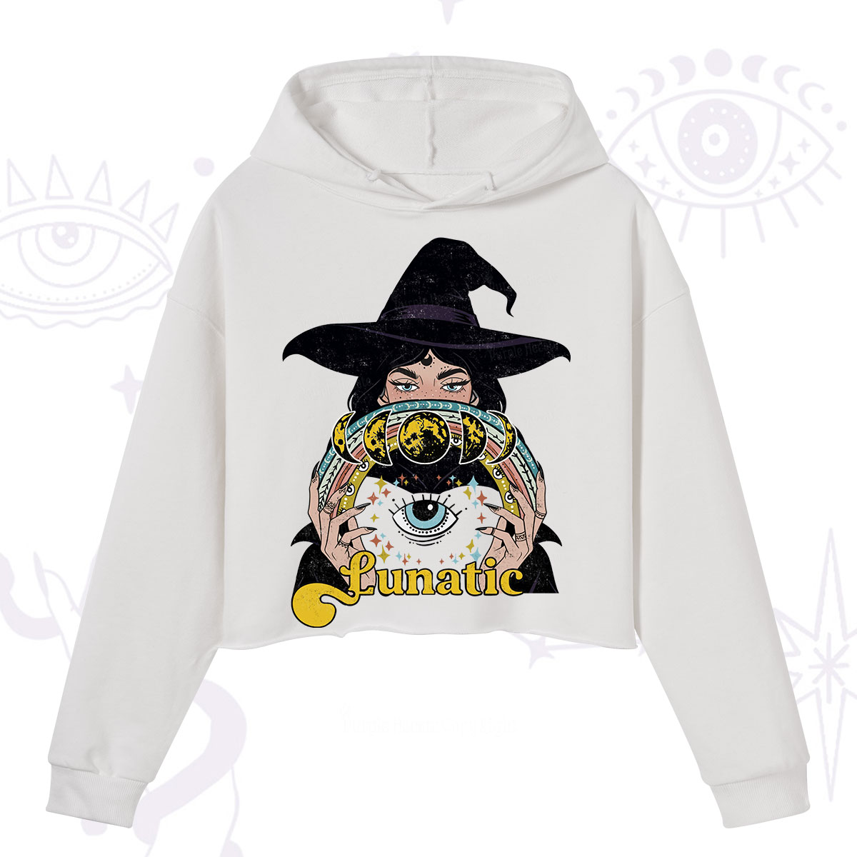 Purplehecate Witch of the Lunatic Moon Phase Crop Hoodie