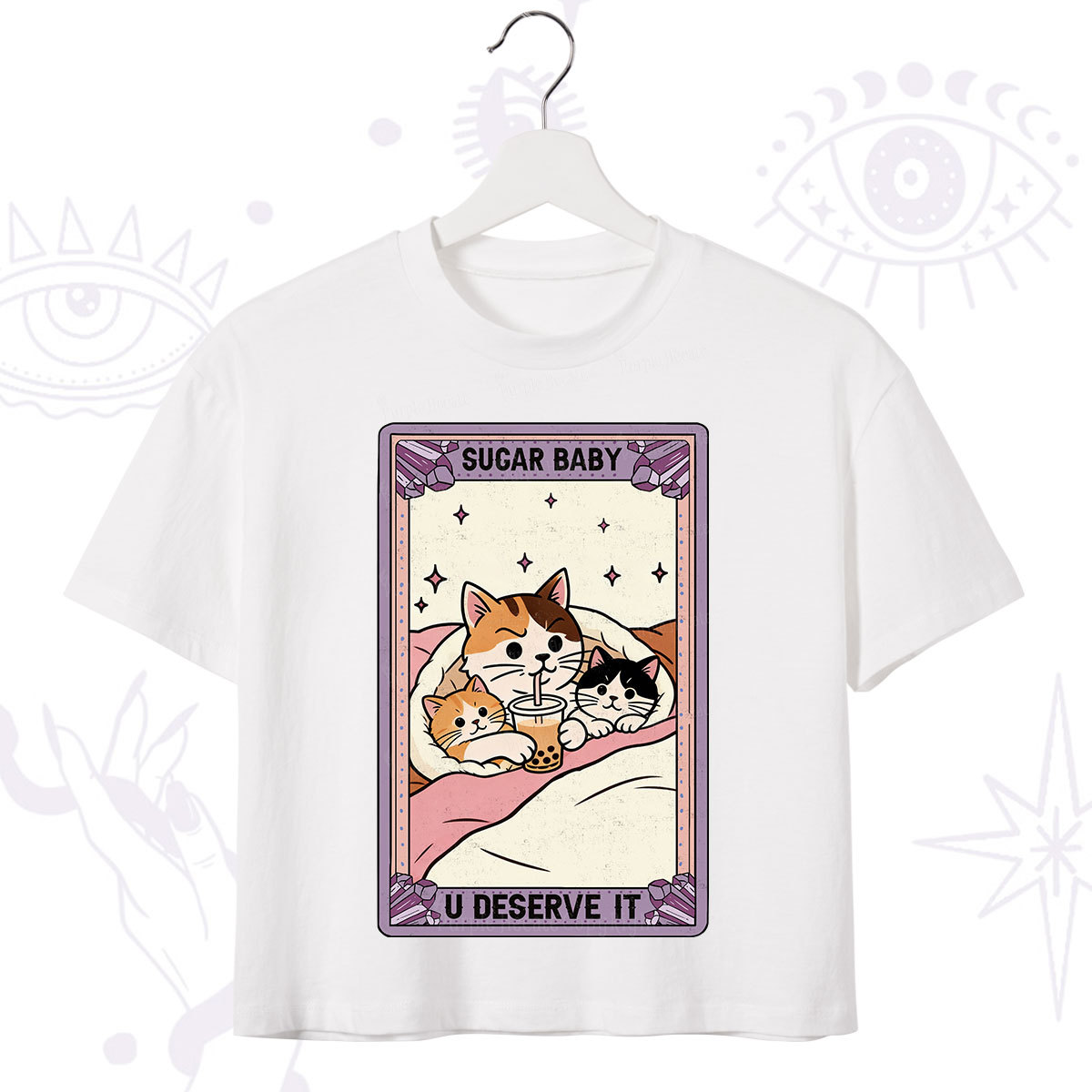Purplehecate The Sugar Baby Cat Tarot Crop T-Shirt