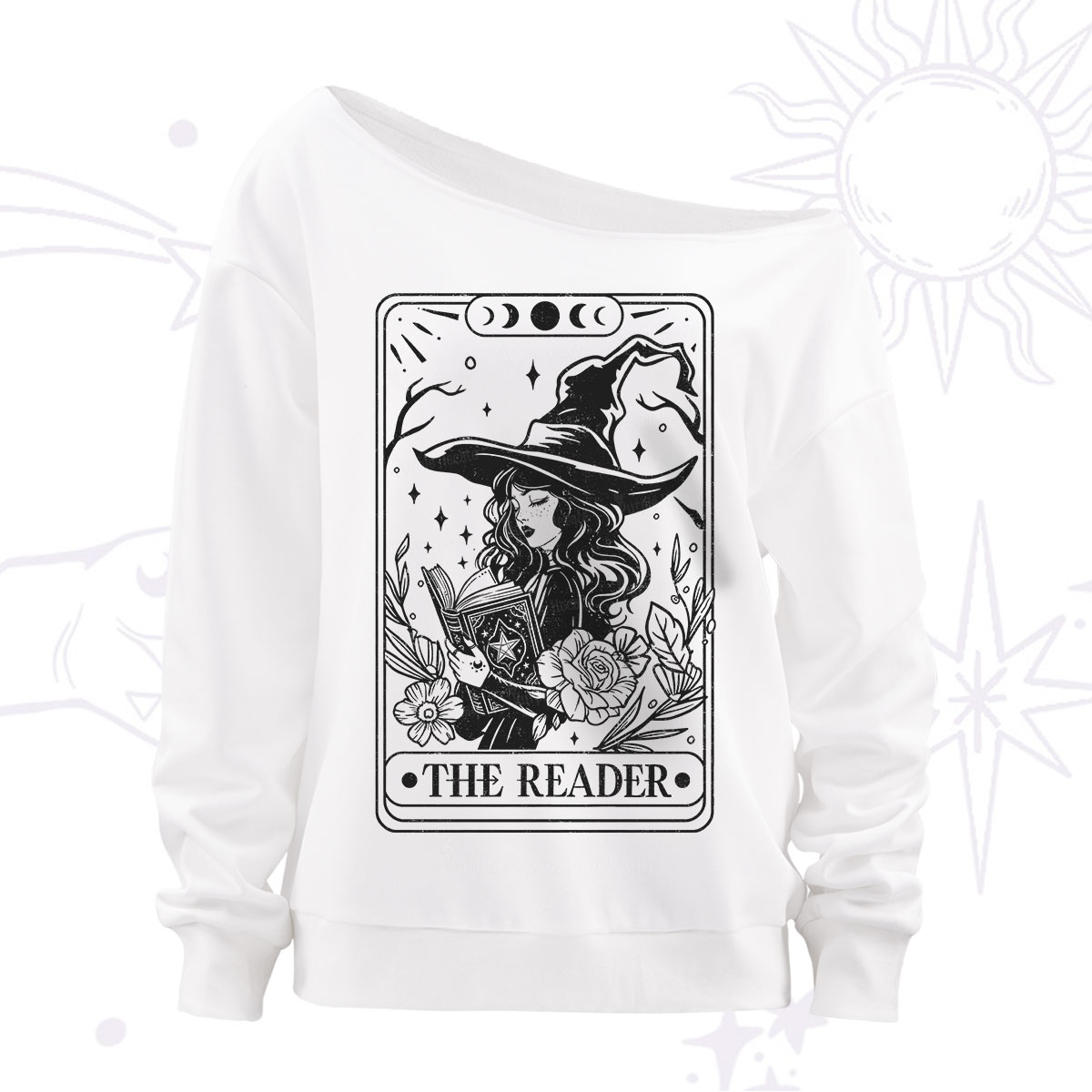 Purplehecate The Witch Reader Tarot Off The Shoulder Sweatshirt