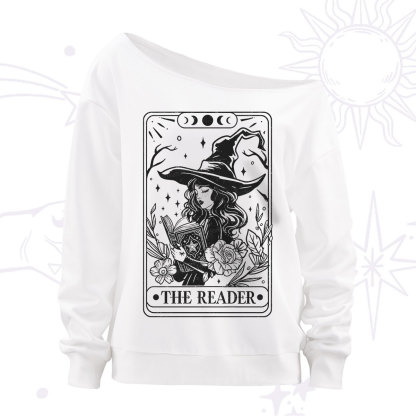 Purplehecate The Witch Reader Tarot Off The Shoulder Sweatshirt