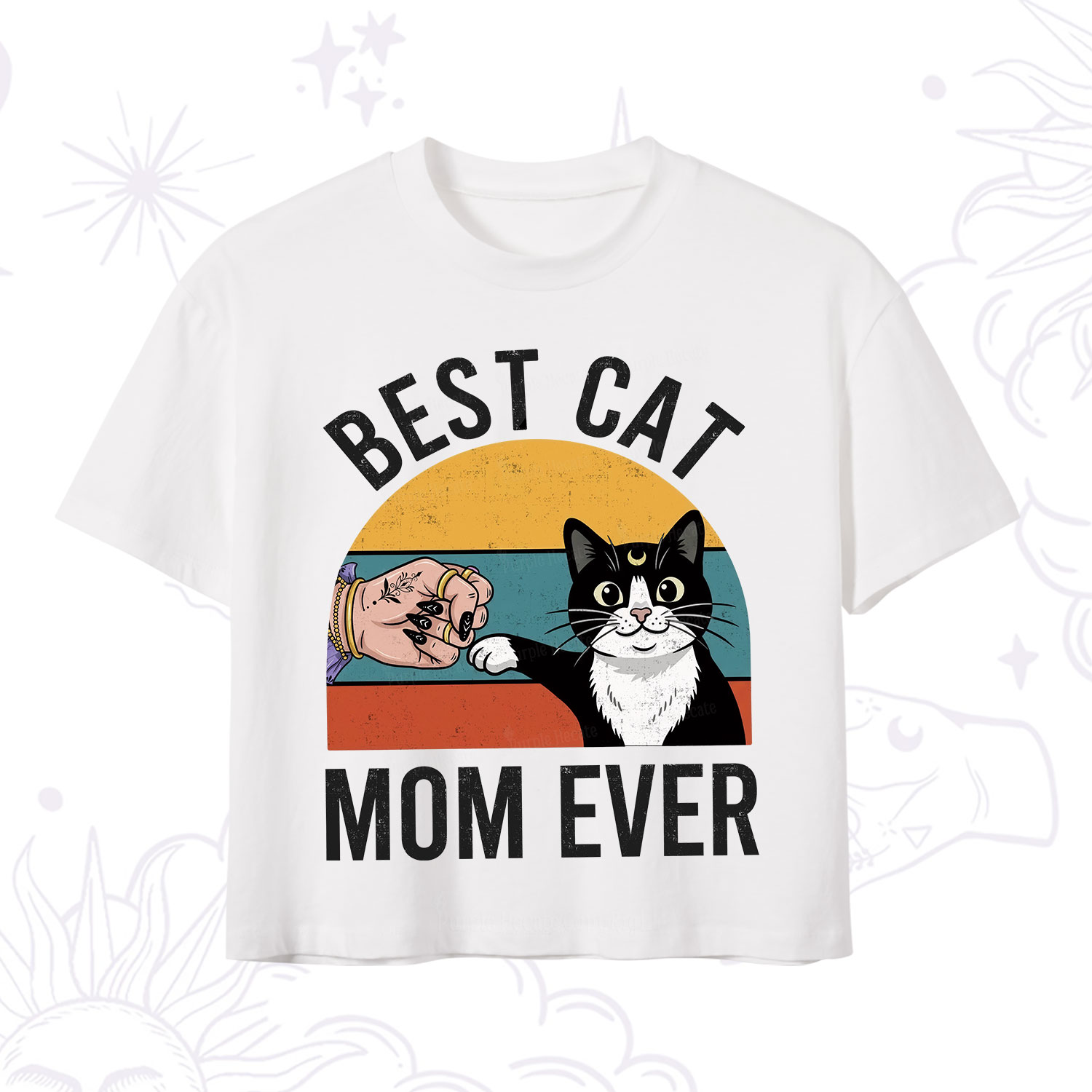 Purplehecate Best Cat Mom Ever Crop T-Shirt