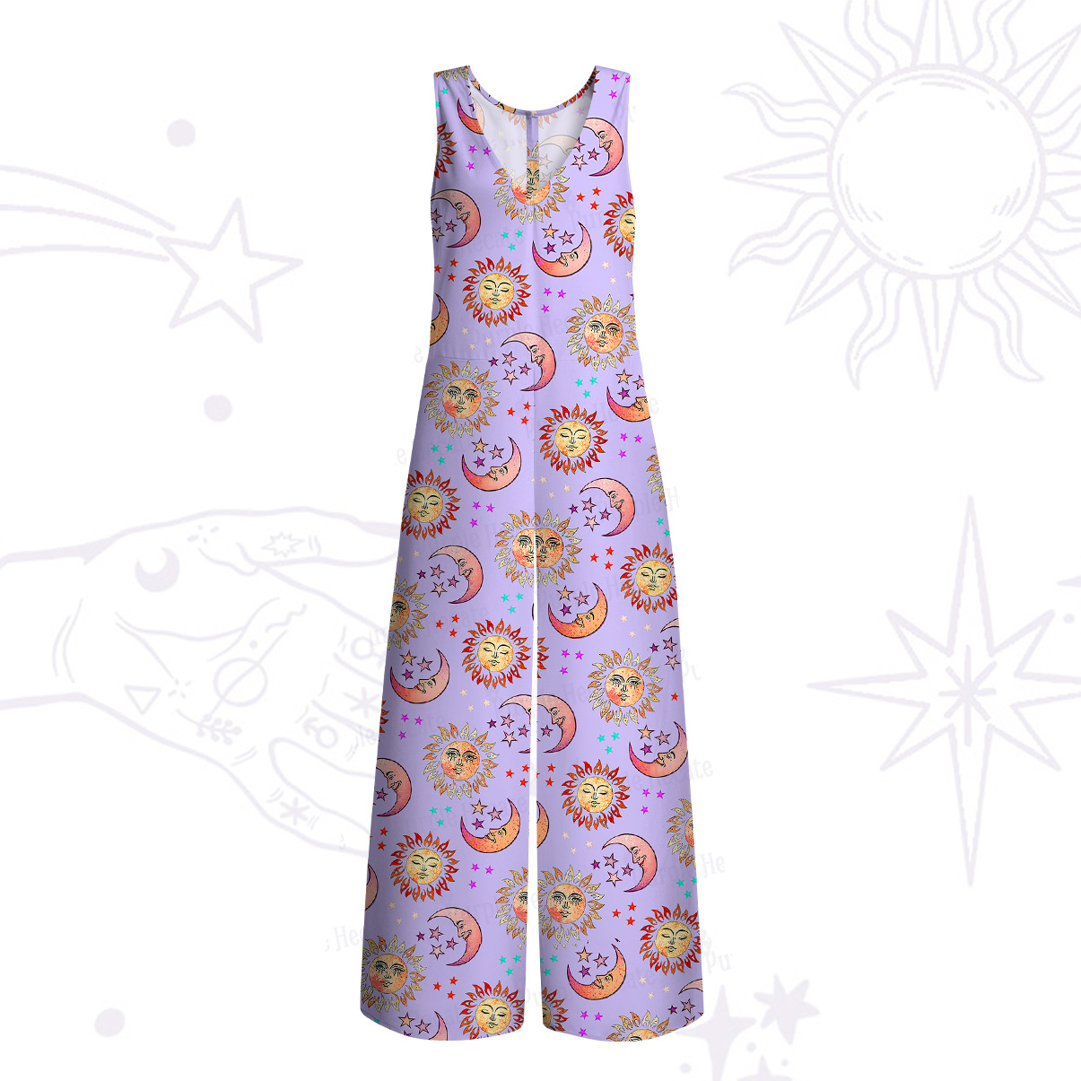 Purplehecate Dancing Suns and Lunar Dreams Wide Leg Jumpsuit