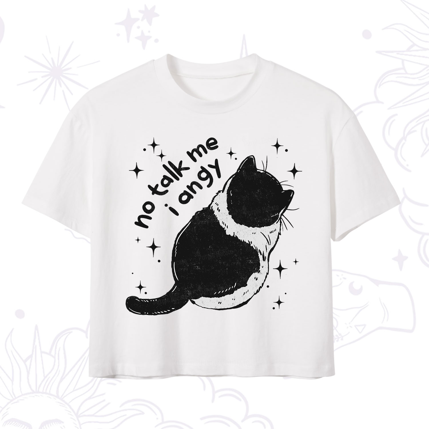 Purplehecate No Talk Me Im Angy Cat Crop T-Shirt