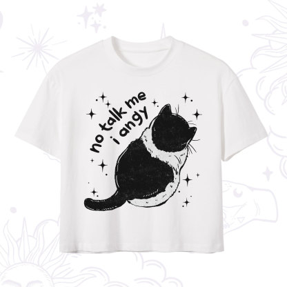 Purplehecate No Talk Me Im Angy Cat Crop T-Shirt