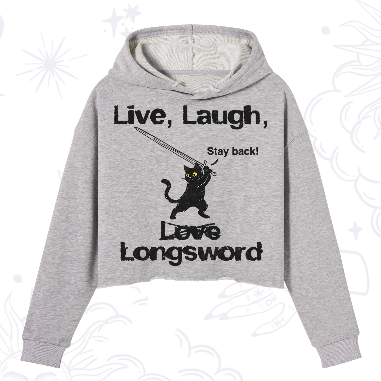 Purplehecate Live Laugh Love Longsword Crop Hoodie