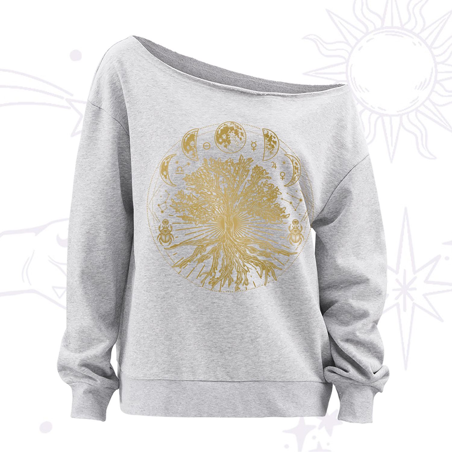 Purplehecate Tree Of Lif Off The Shoulder Sweatshirt