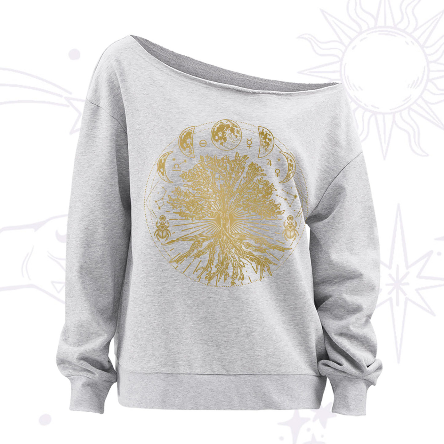 Purplehecate Tree Of Lif Off The Shoulder Sweatshirt