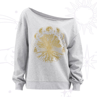 Purplehecate Tree Of Lif Off The Shoulder Sweatshirt