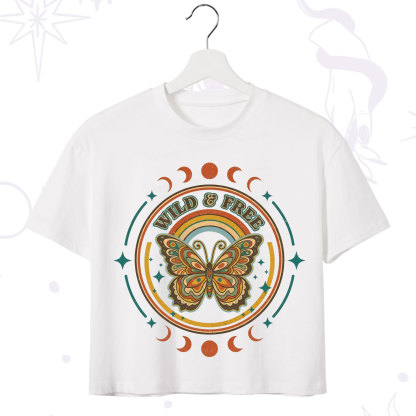 Purplehecate Wild And Free Butterfly Crop T-Shirt