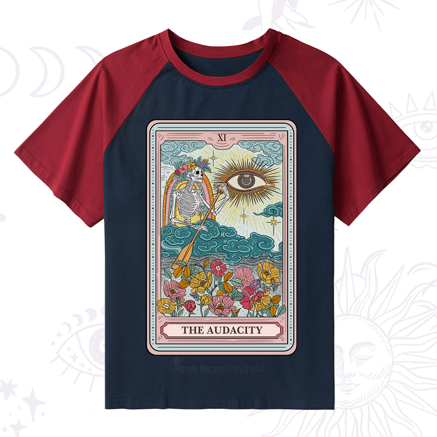 Purplehecate The Audacity Tarot Raglan Short Sleeve T‑Shirt