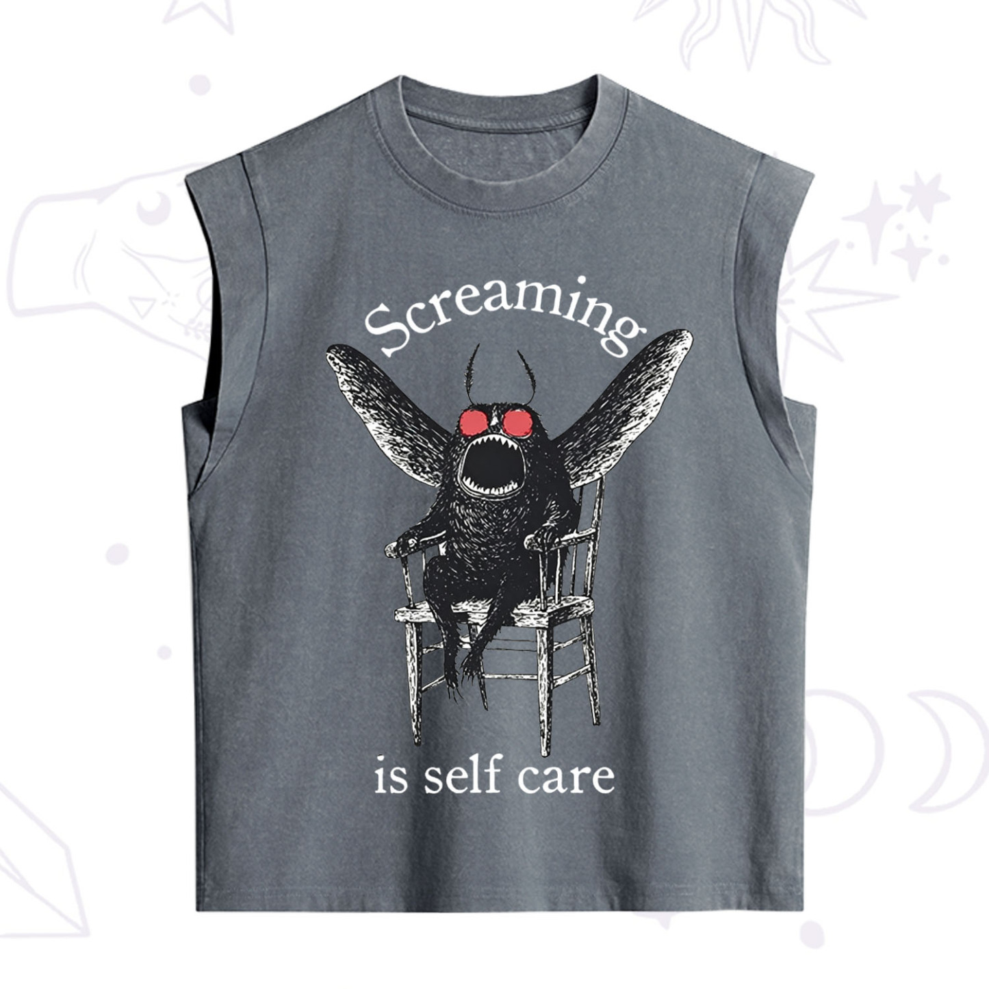 Purplehecate Mothman Screaming Vintage Washed Tank