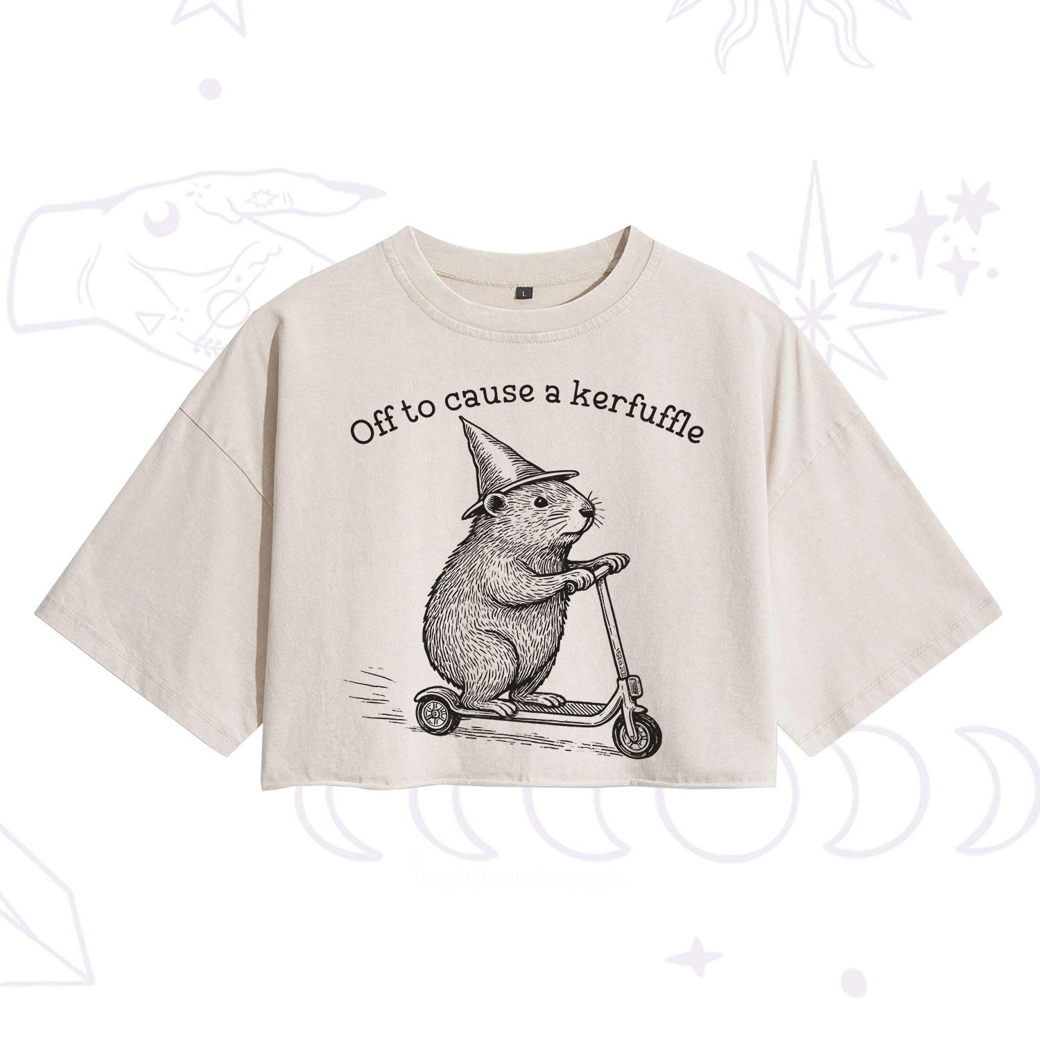 Purplehecate Off to Cause A Kerfuffle Washed Cropped T-Shirt