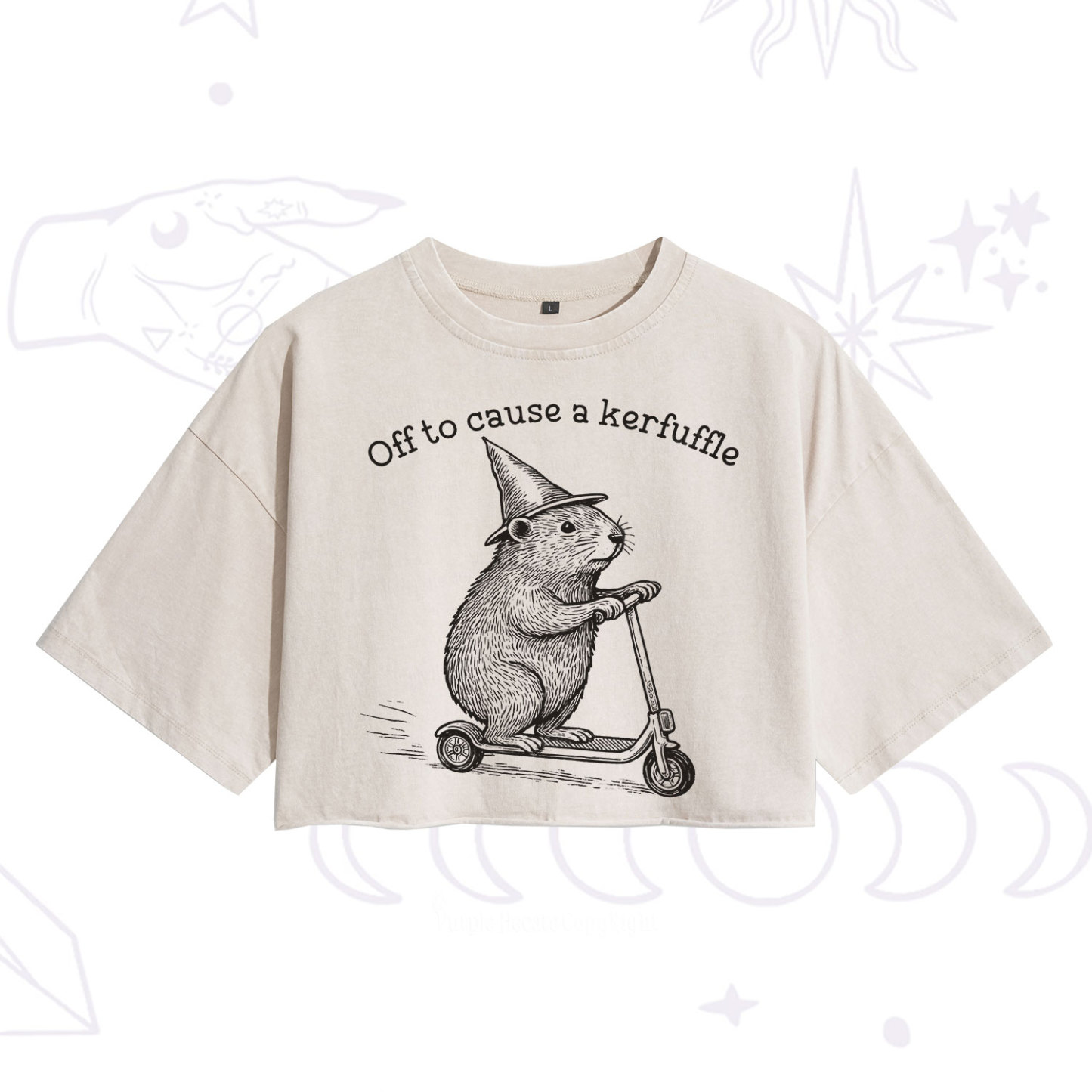 Purplehecate Off to Cause A Kerfuffle Washed Cropped T-Shirt