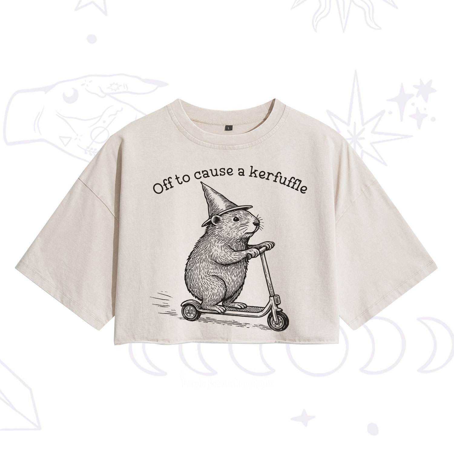 Purplehecate Off to Cause A Kerfuffle Washed Cropped T-Shirt