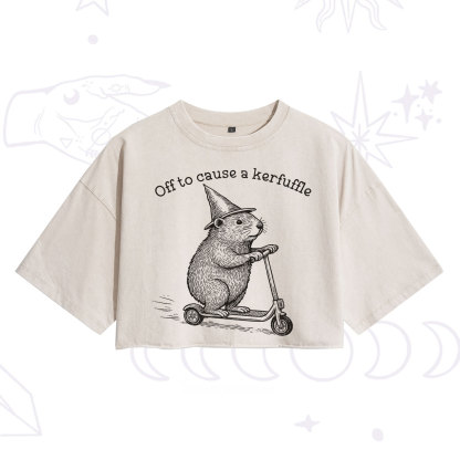 Purplehecate Off to Cause A Kerfuffle Washed Cropped T-Shirt