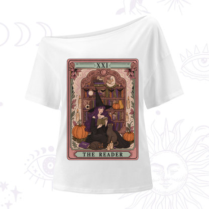 Purplehecate The Reader Tarot Bookish Witch One Shoulder T-Shirt