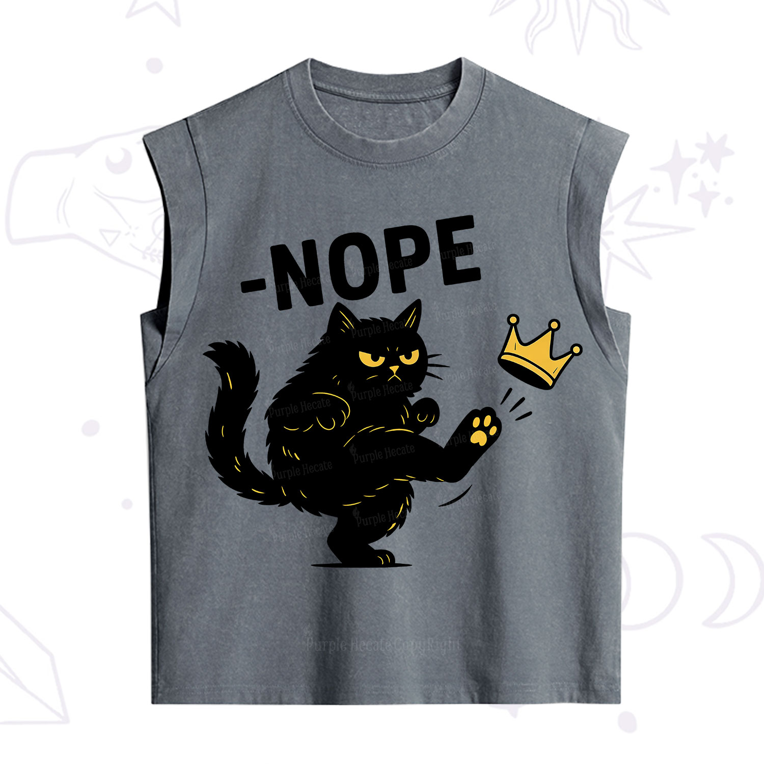 Purplehecate No Kings Black Cat Vintage Washed Tank
