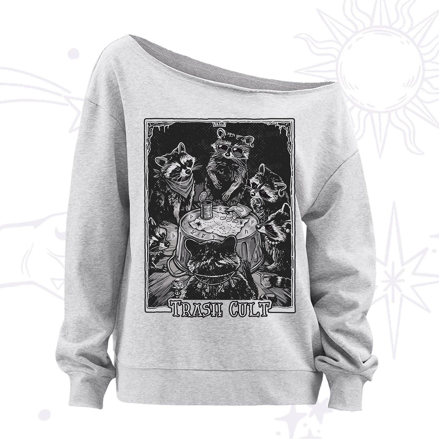 Purplehecate Trash Cult Raccoon Off The Shoulder Sweatshirt