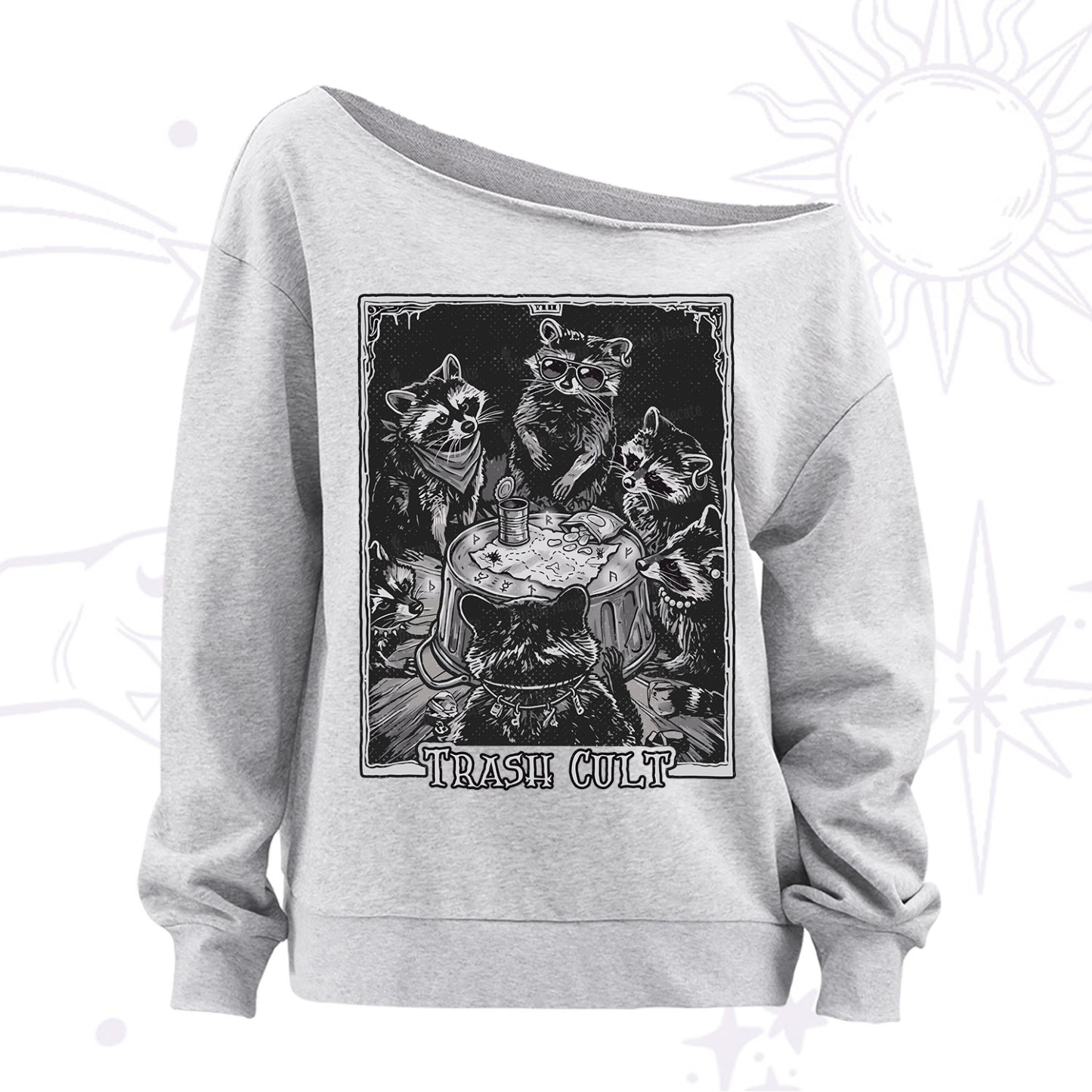 Purplehecate Trash Cult Raccoon Off The Shoulder Sweatshirt