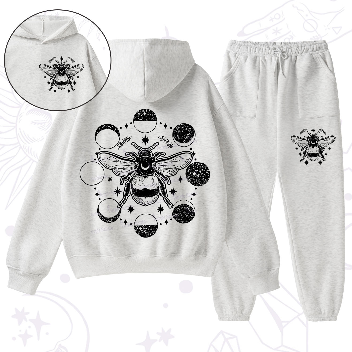 Purplehecate Moon Bee Fleece Hoodie Suit