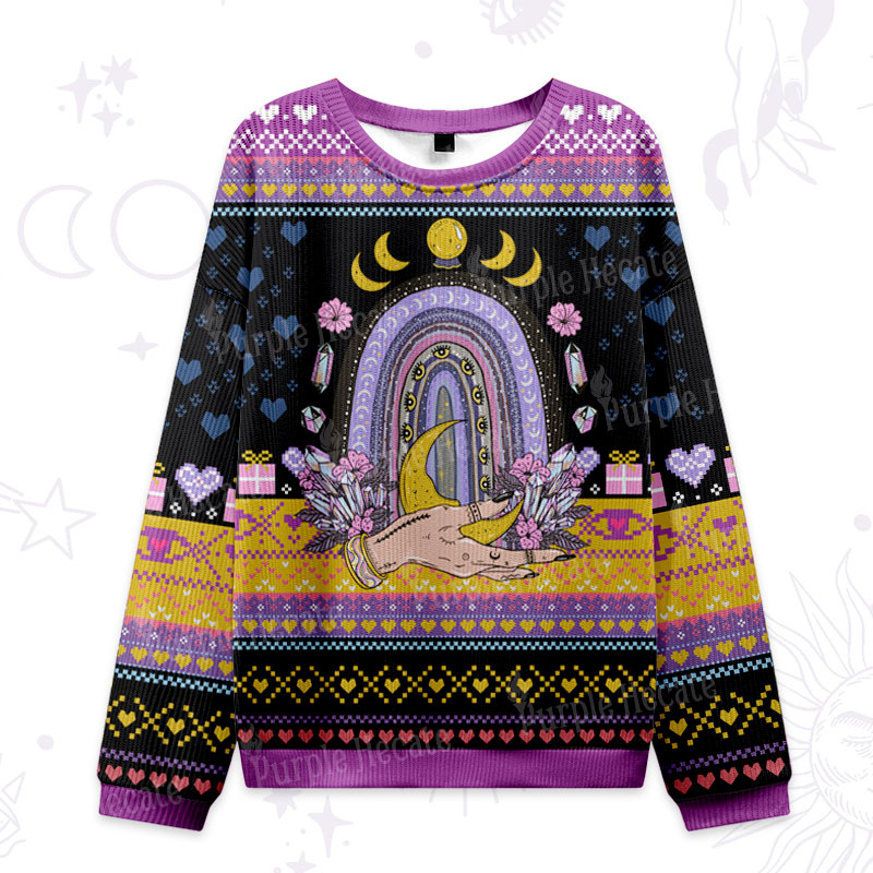 Purplehecate Magic Rainbow Ugly Valentine Sweatshirt