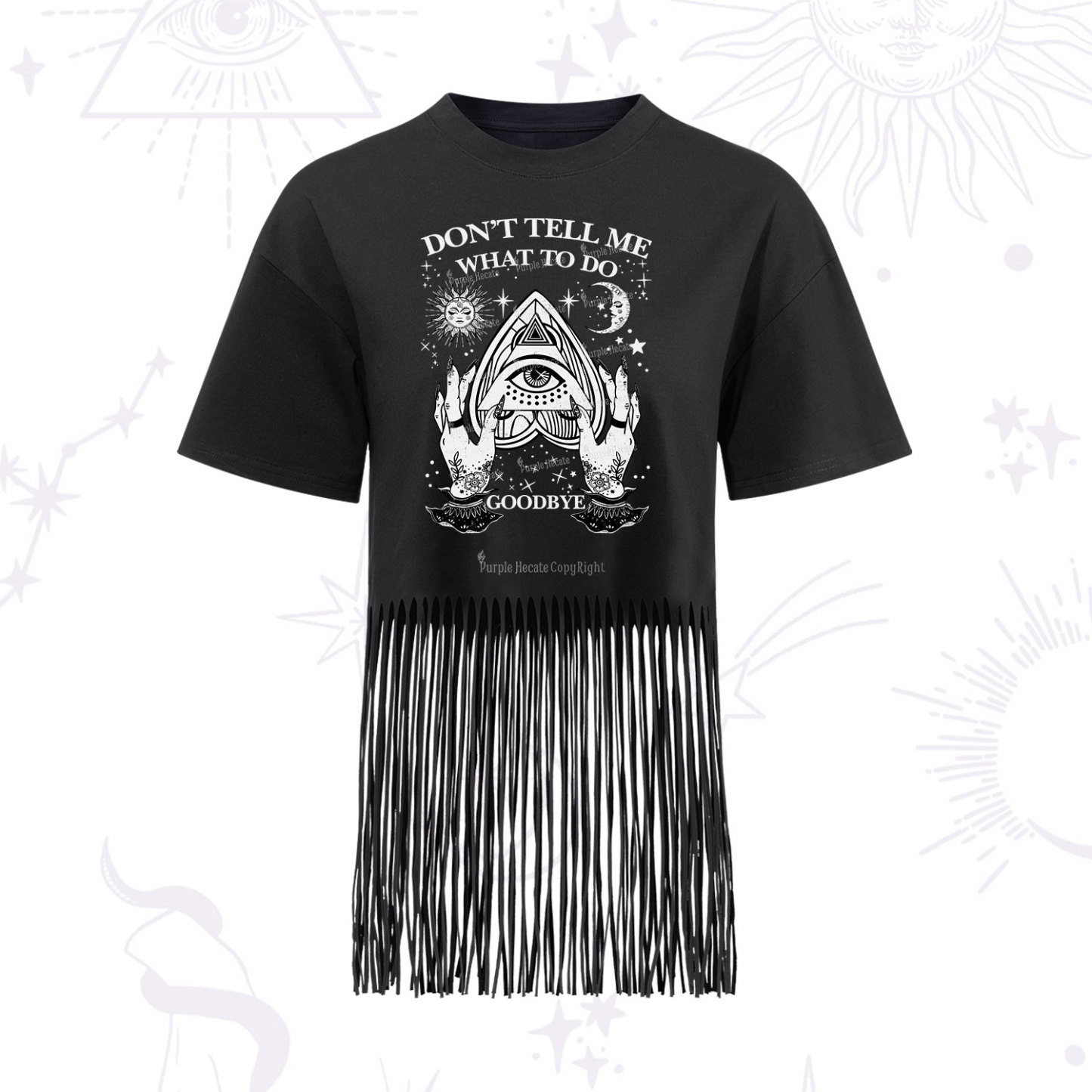 Purplehecate Don't Tell Me What To Do Witch Planchette Eye Fringe Hem T-Shirt