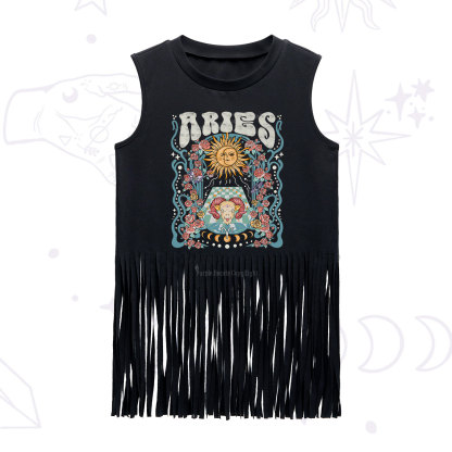 Purplehecate Aries Spirit Zodiac Fringe Tank Top