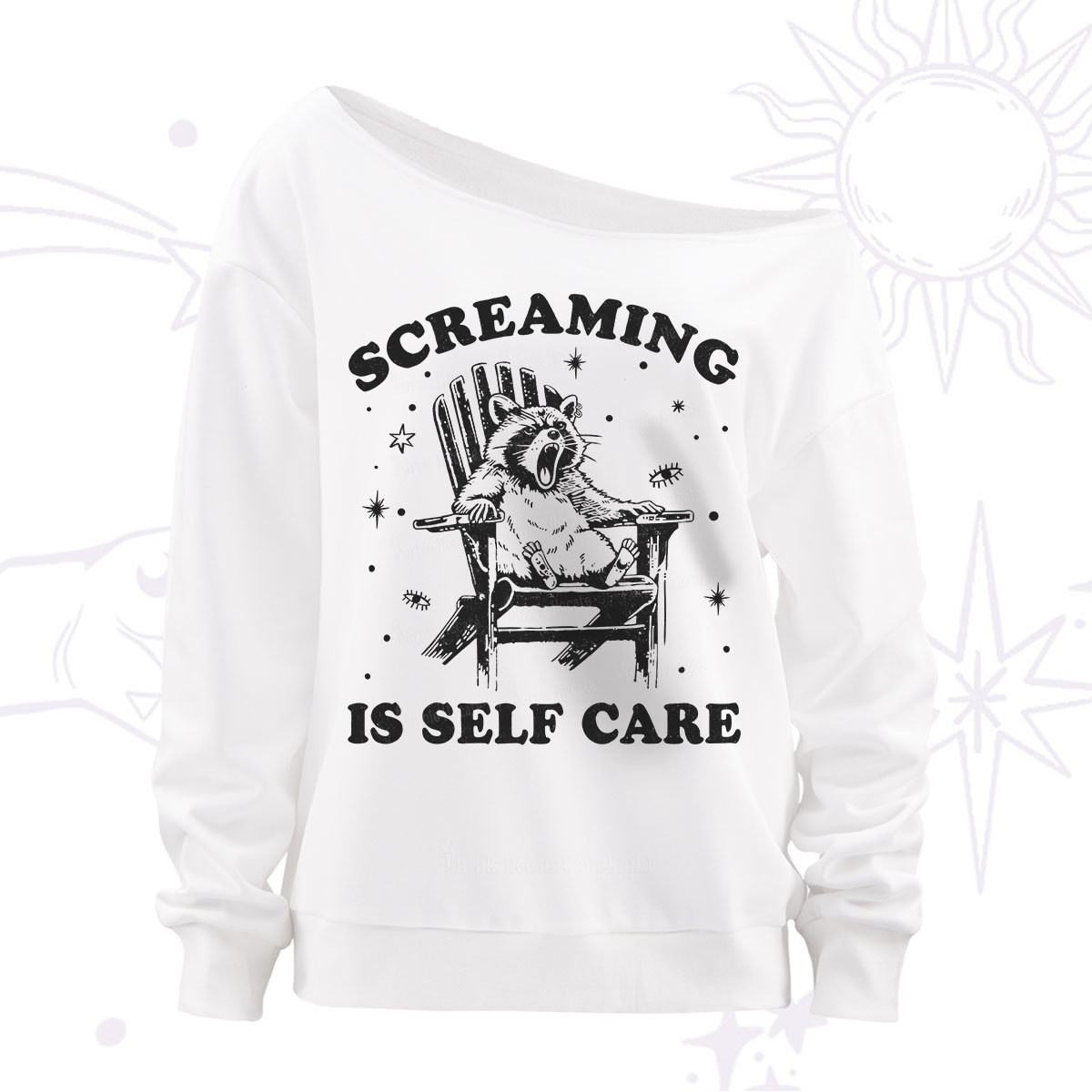 Purplehecate Screaming is Self Care Off The Shoulder Sweatshirt