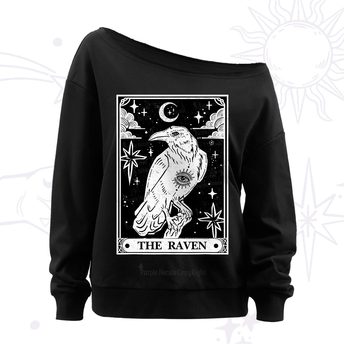 Purplehecate The Raven Tarot Off The Shoulder Sweatshirt
