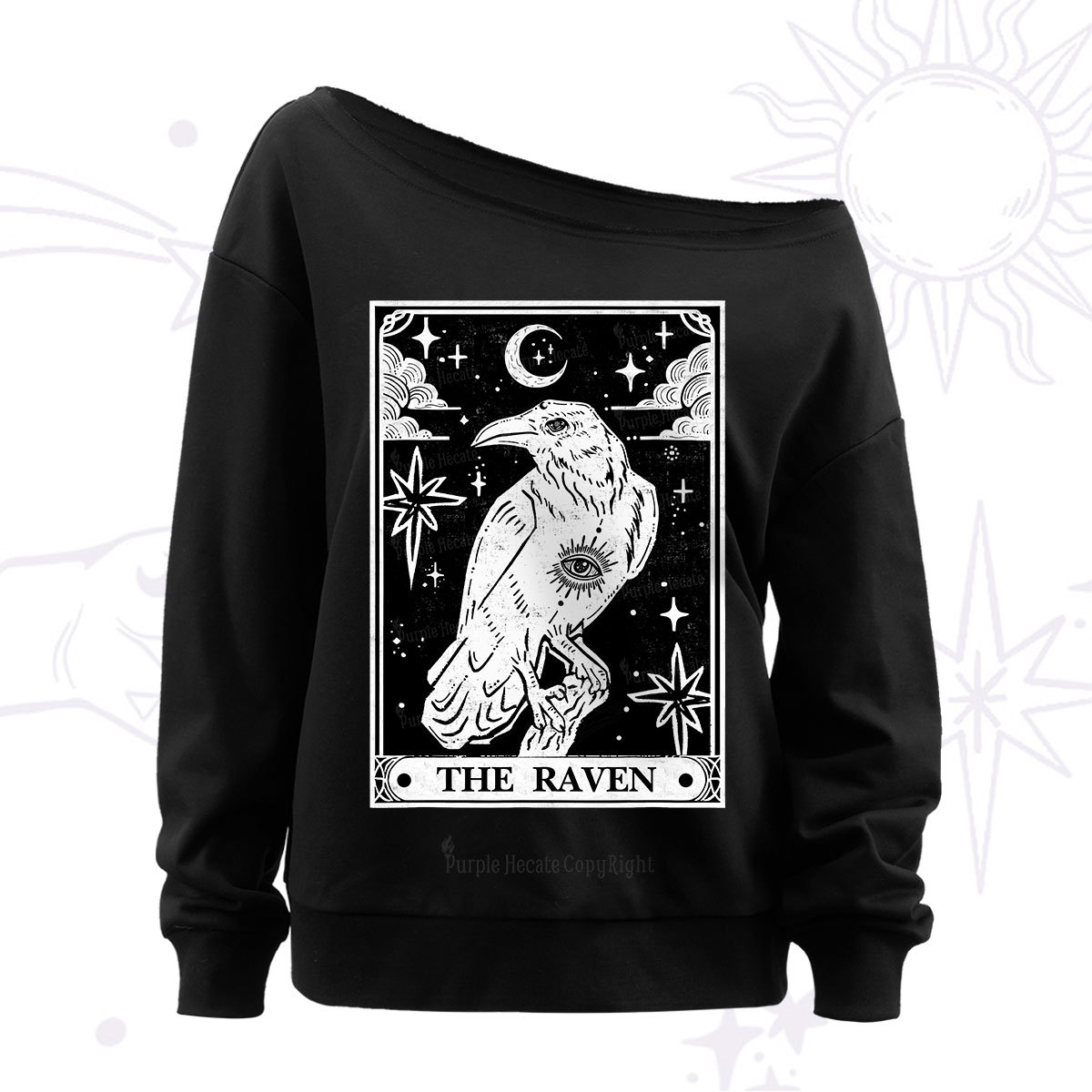 Purplehecate The Raven Tarot Off The Shoulder Sweat