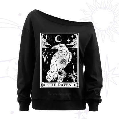 Purplehecate The Raven Tarot Off The Shoulder Sweatshirt