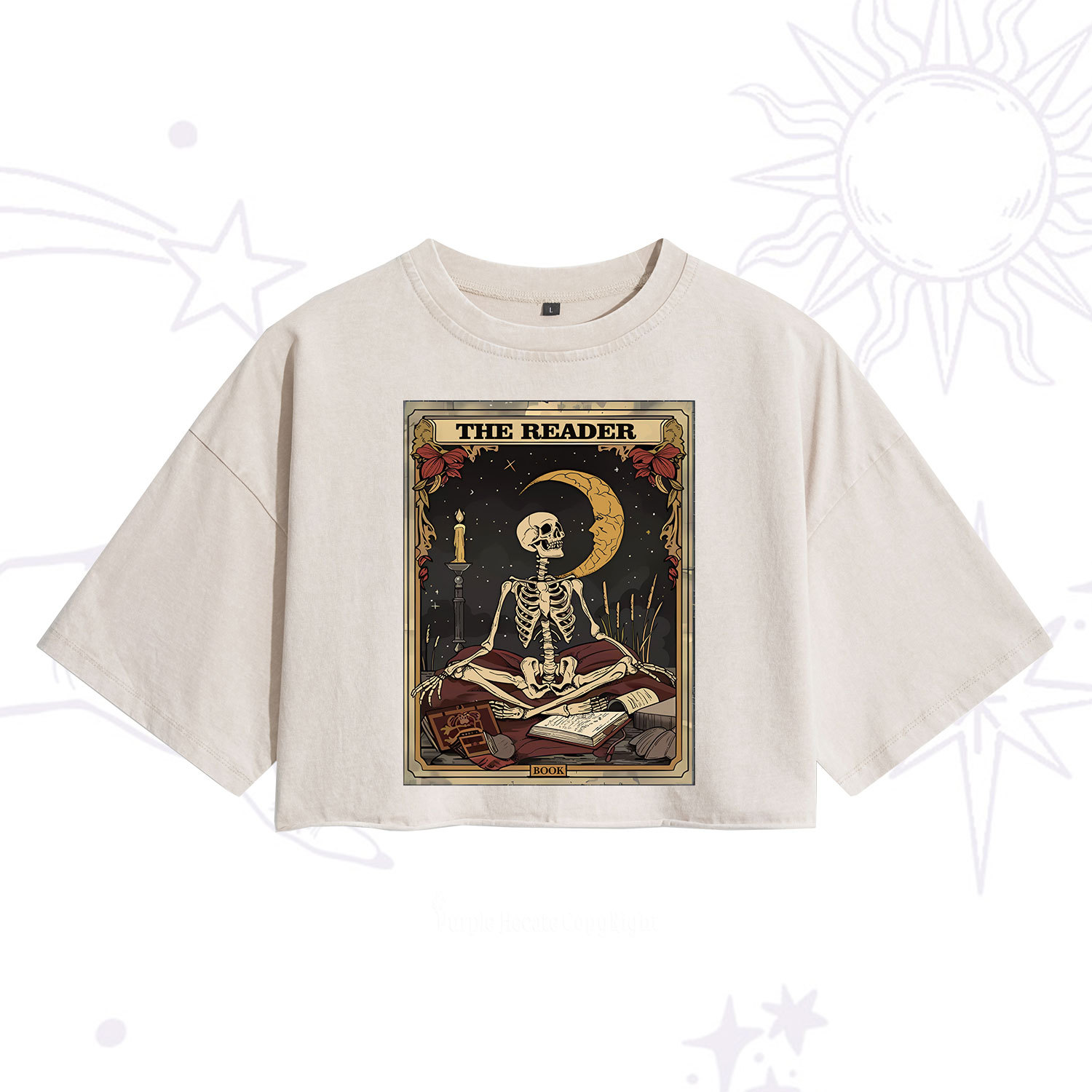 Purplehecate The Reader Tarot Card Washed Cropped T-Shirt