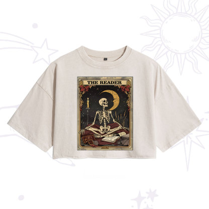Purplehecate The Reader Tarot Card Washed Cropped T-Shirt