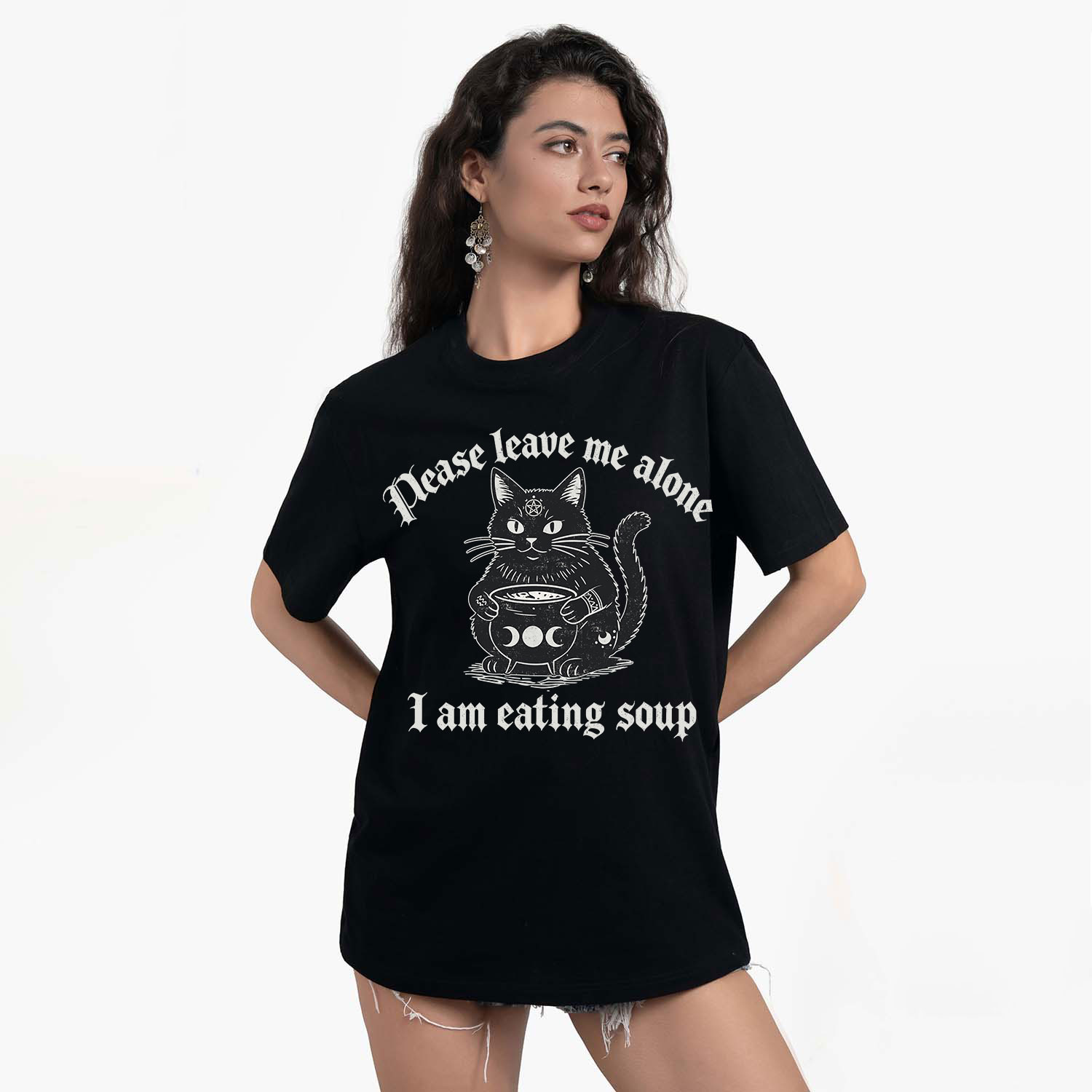 Purplehecate Magic Cat Eating Soup T-Shirt