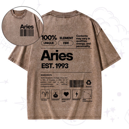 Purplehecate Aries Zodiac Washed T-Shirt