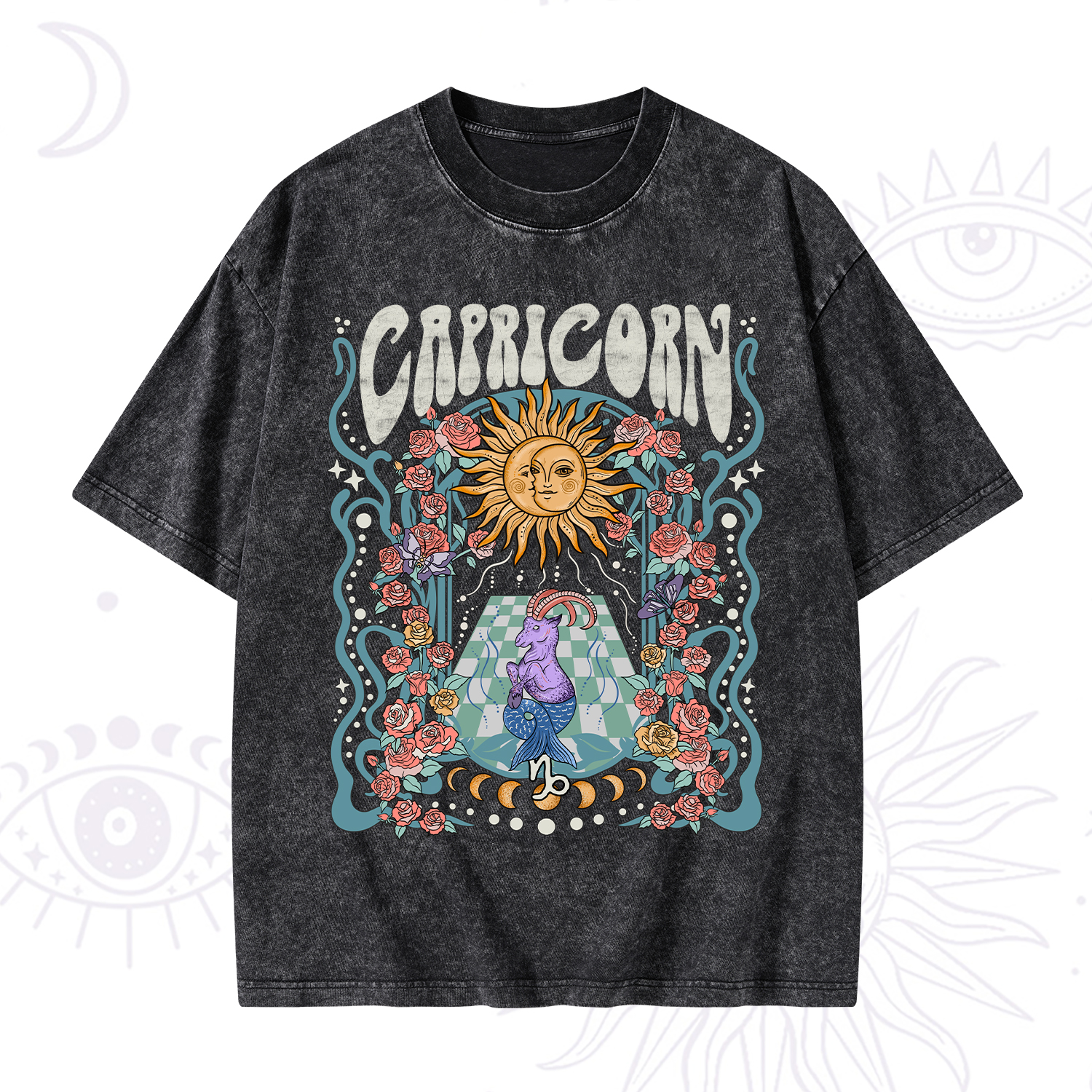 Purplehecate Capricorn Spirit Zodiac Washed T-Shirt