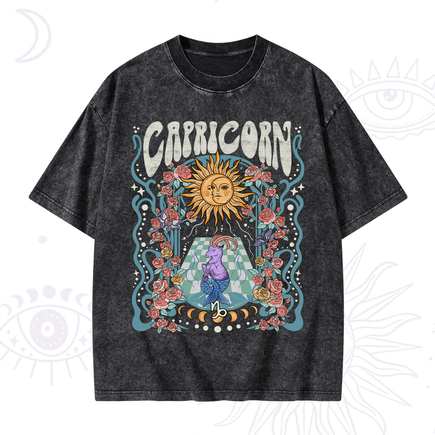 Magic Purplehecate Capricorn Spirit Zodiac Washed T-Shirt