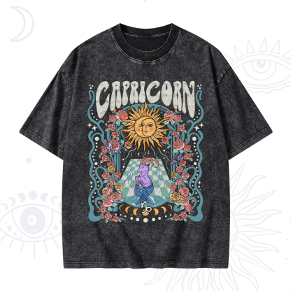 Purplehecate Capricorn Spirit Zodiac Washed T-Shirt
