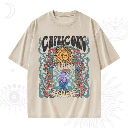 Purplehecate Capricorn Spirit Zodiac Washed T-Shirt