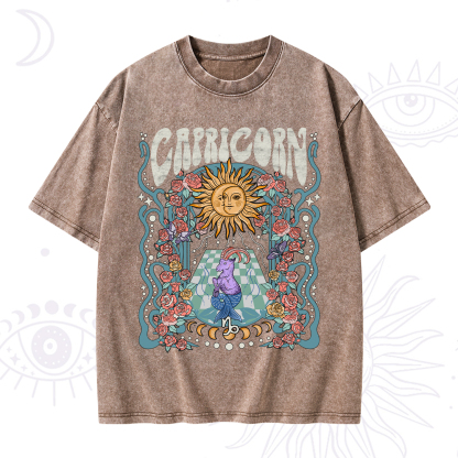Purplehecate Capricorn Spirit Zodiac Washed T-Shirt