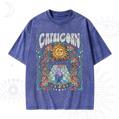Purplehecate Capricorn Spirit Zodiac Washed T-Shirt