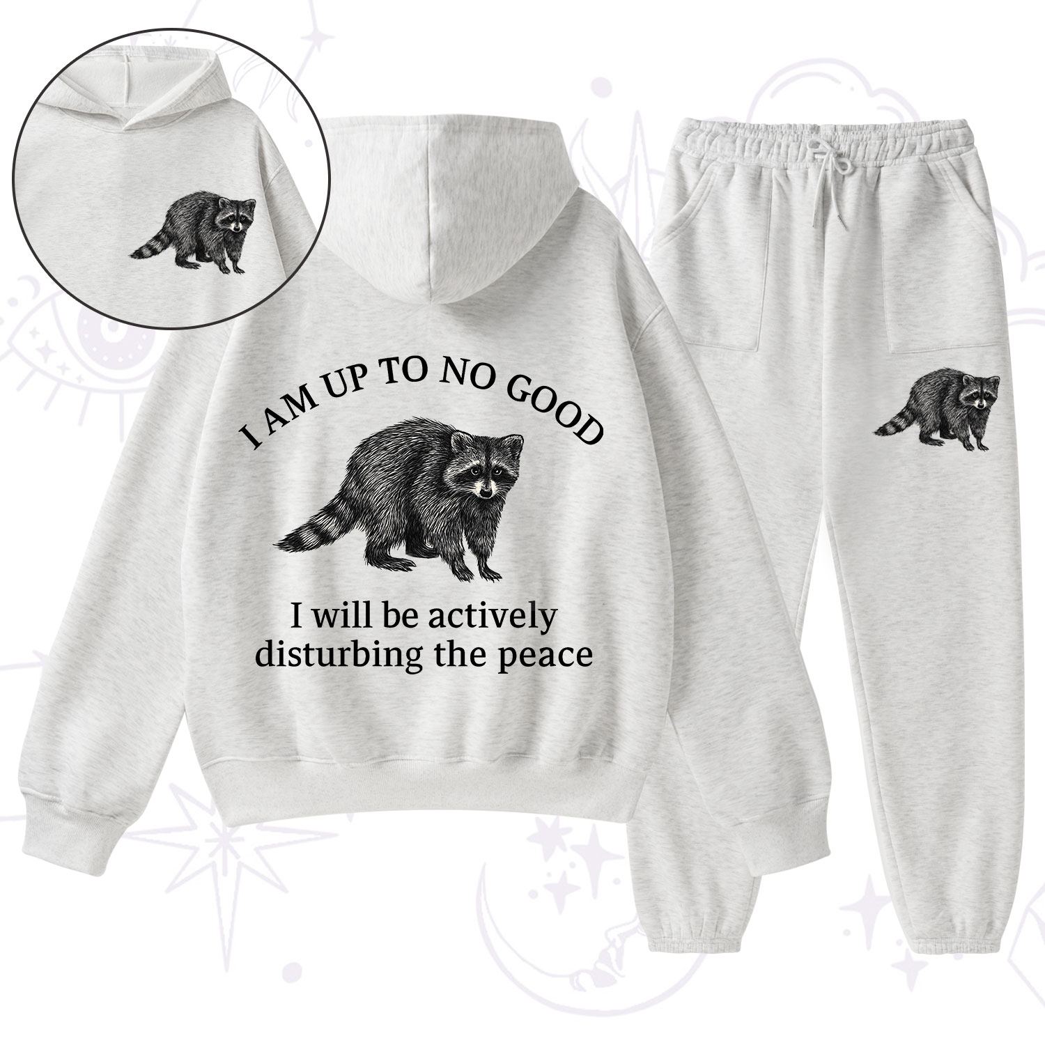 Purplehecate Trash Raccoon Backyard Wildlife Fleece Hoodie Suit
