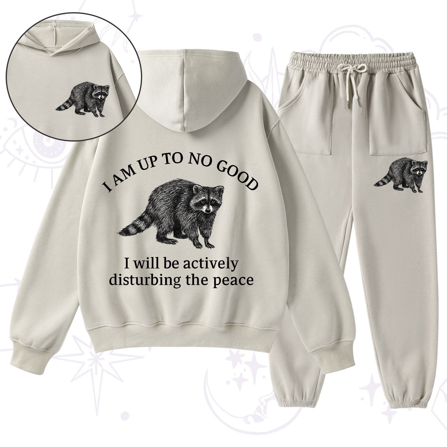 Purplehecate Trash Raccoon Backyard Wildlife Fleece Hoodie Suit