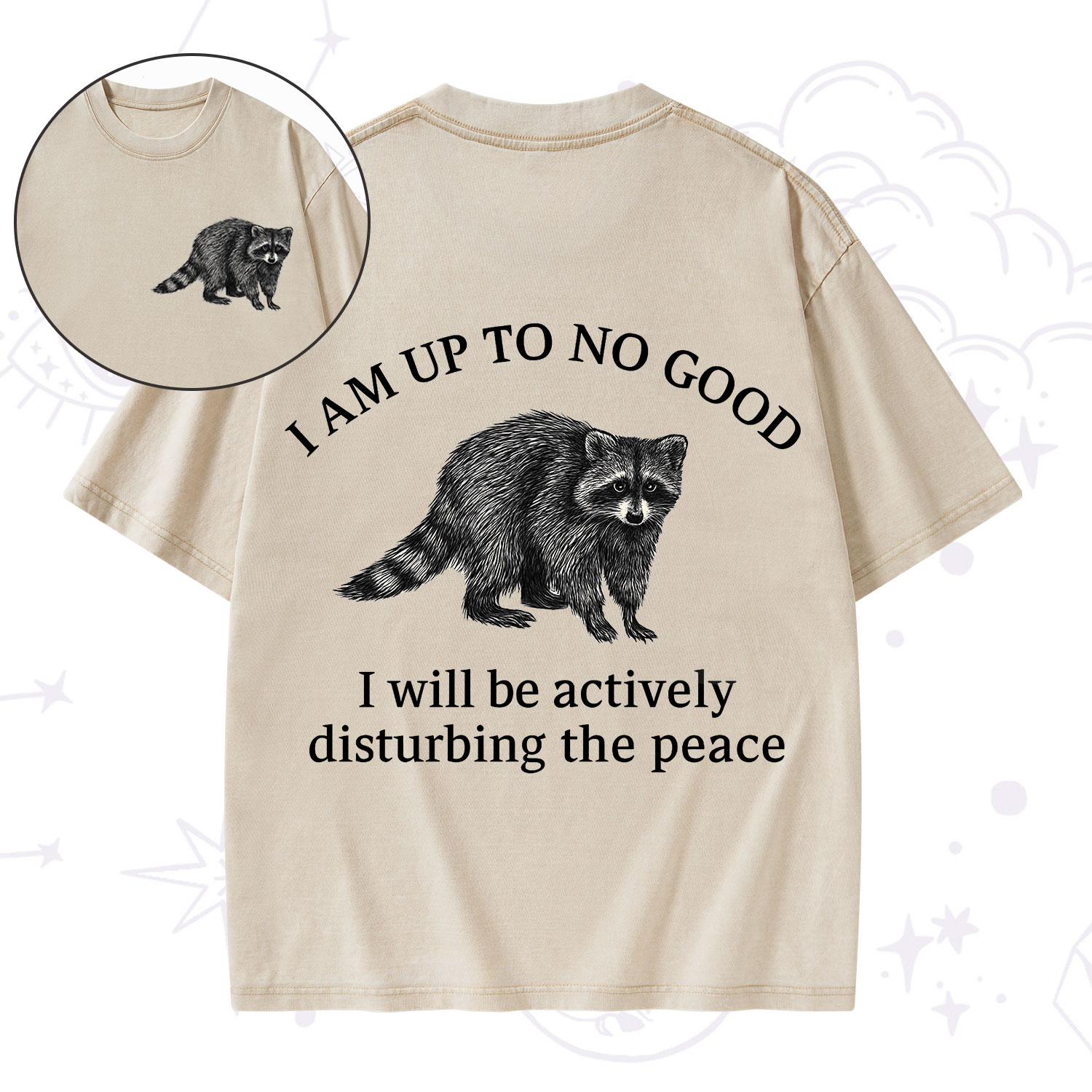 Purplehecate Trash Raccoon Backyard Wildlife Washed T-Shirt