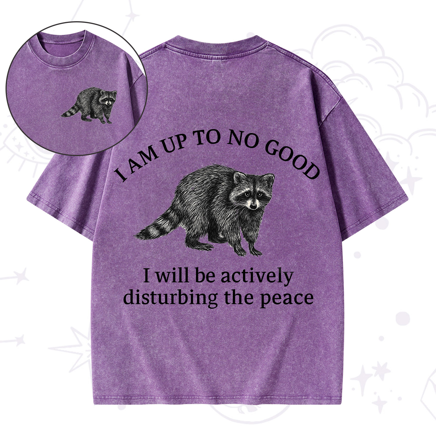 Purplehecate Trash Raccoon Backyard Wildlife Washed T-Shirt