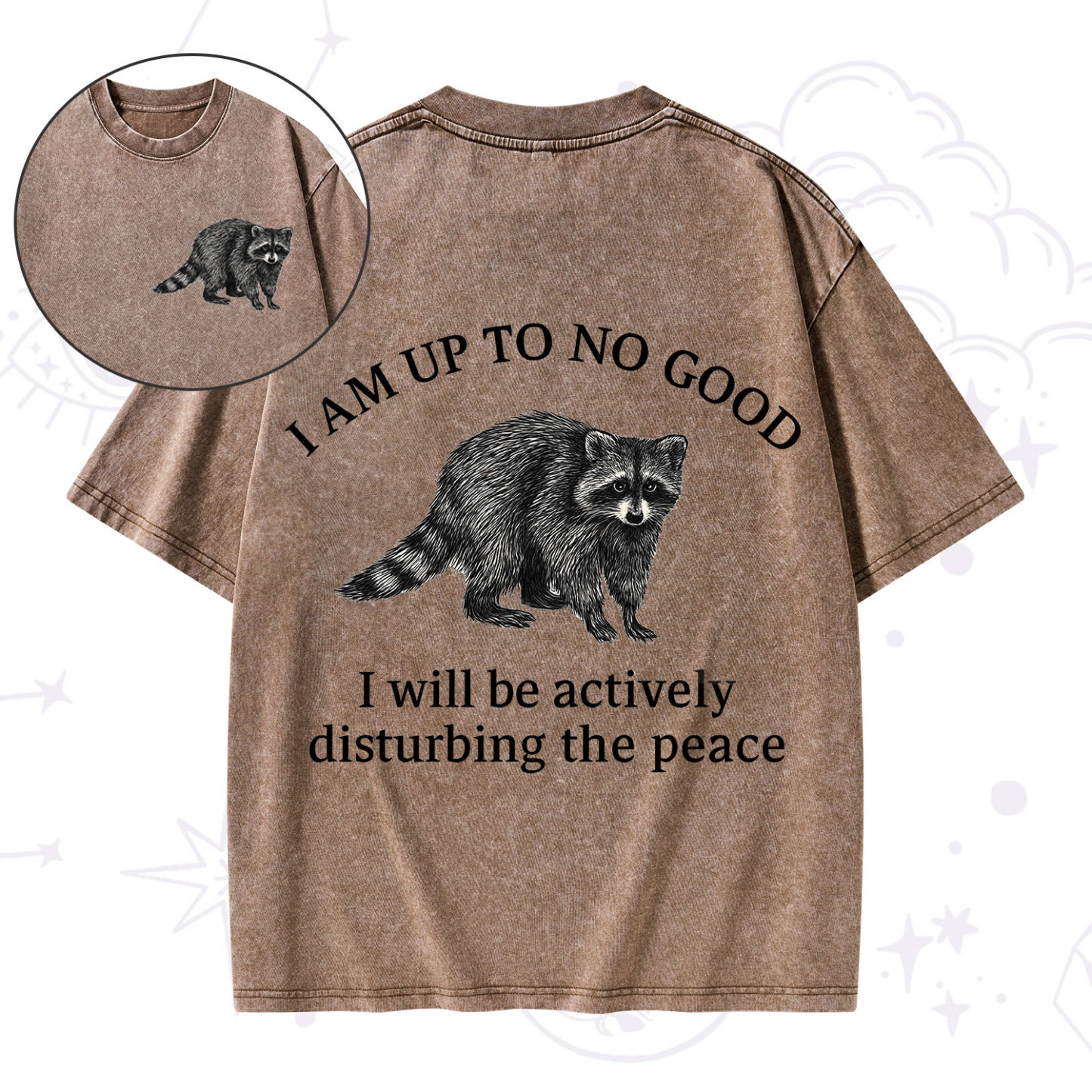 Purplehecate Trash Raccoon Backyard Wildlife Washed T-Shirt
