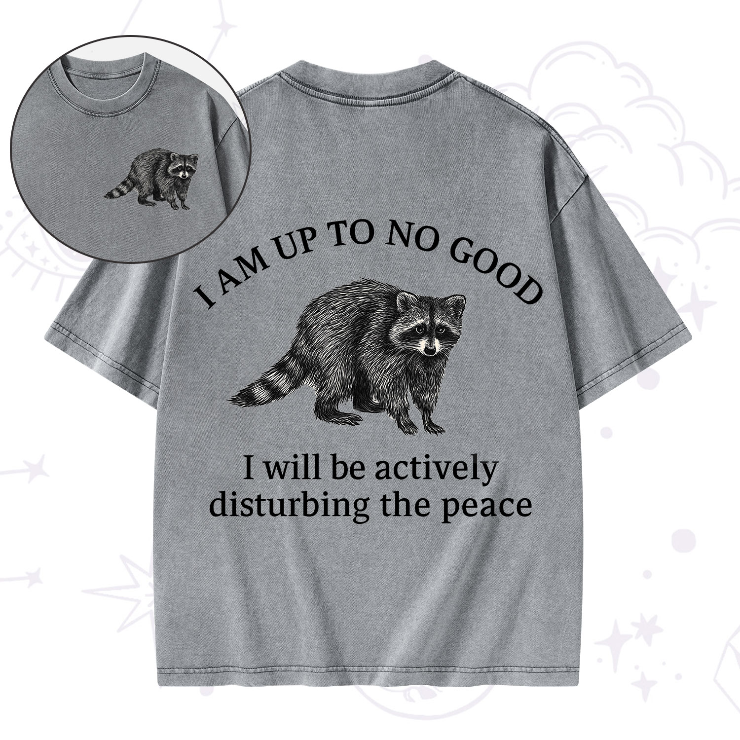 Purplehecate Trash Raccoon Backyard Wildlife Washed T-Shirt