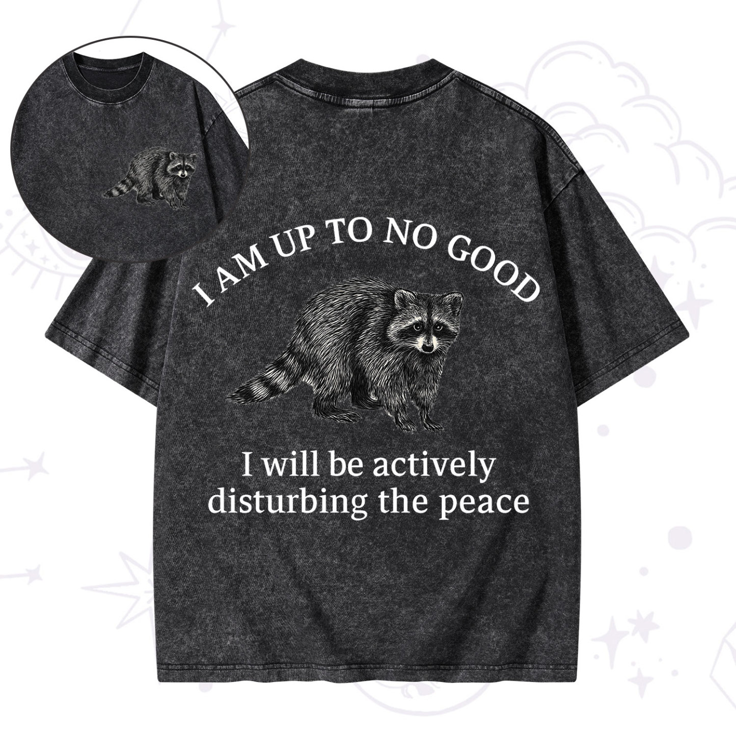 Purplehecate Trash Raccoon Backyard Wildlife Washed T-Shirt