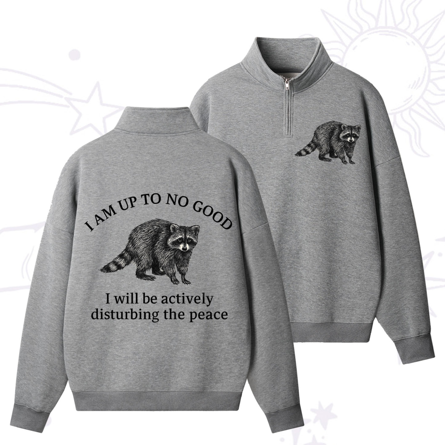 Purplehecate Trash Raccoon Backyard Wildlife Zip Fleece Sweatshirt