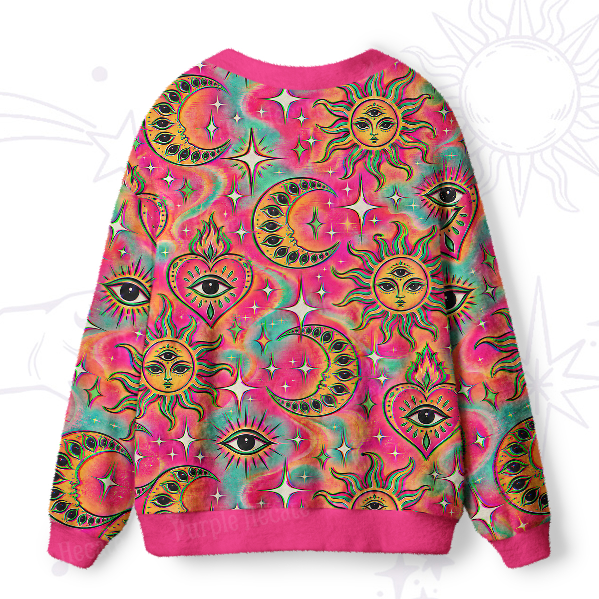Purplehecate Mystic Hearts and Moons Ugly Cardigan Sweaters